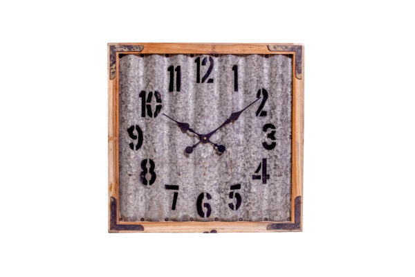 Zegar metalowy w drewnianej ramie FS-1744